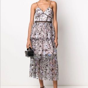 NWT Self-portrait Constellation Tiered Midi Dress sparkly